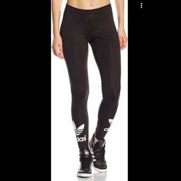 Adidas Black Leggings with Decal - Picture 2 of 7